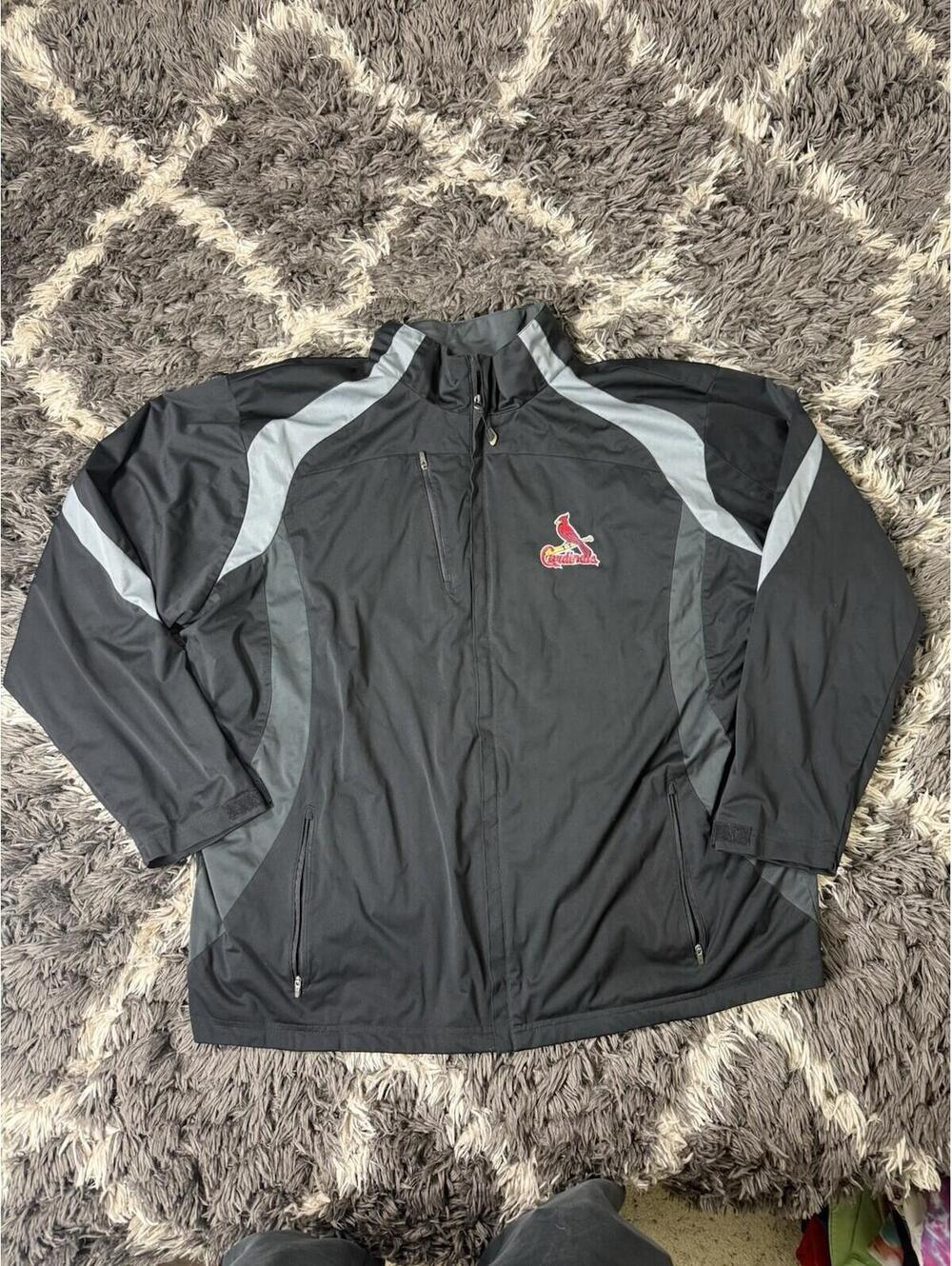 St. Louis Cardinals Antigua Windbreaker Jacket Adult XXXL Black Full Zip MLB